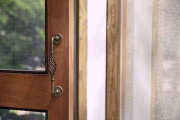 Close-up of open door