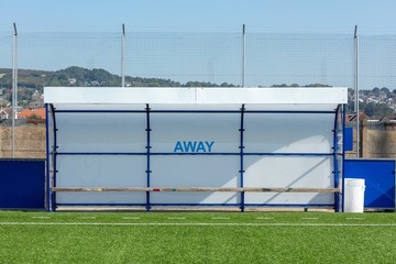 Away Team Dugout by Side of Artificial Grass Football Pitch