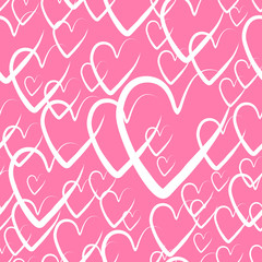 seamless hearts background. hearts for Valentine's day, vector illustration. pink pattern background with hand drawn elements.