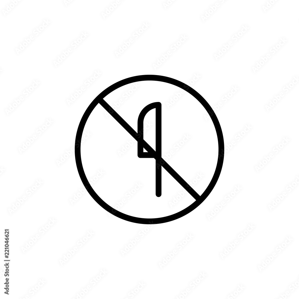 Poster banning of a knife icon. element of prohibition sign for mobile concept and web apps icon. thin line