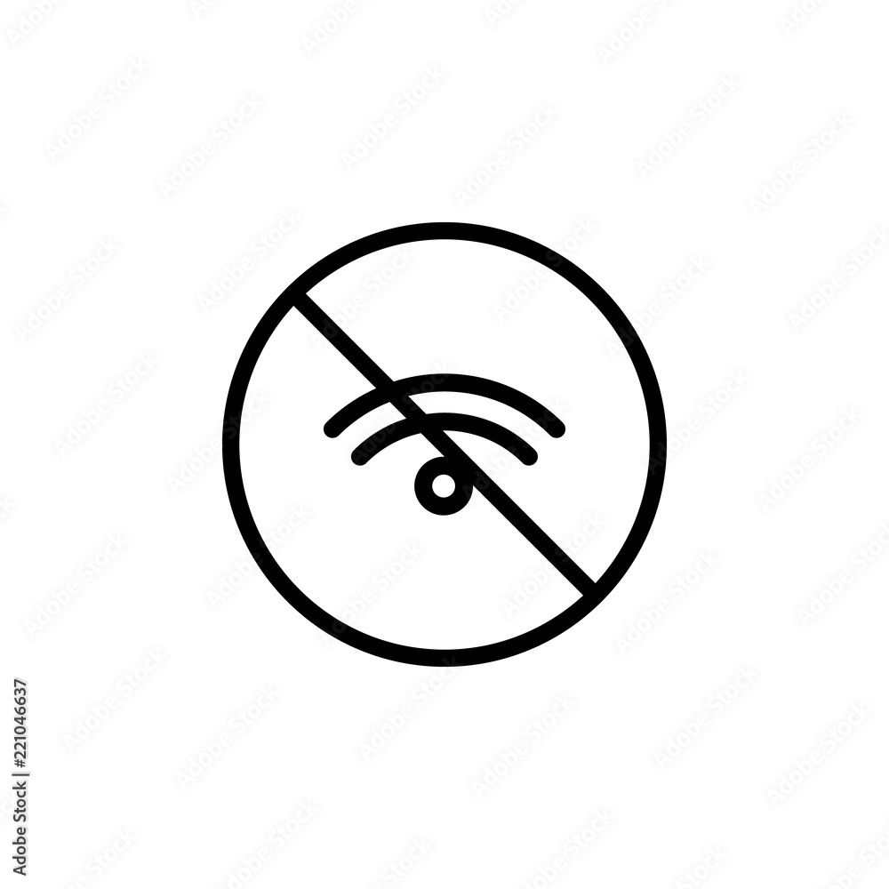 Poster prohibition of wi-fi icon. element of prohibition sign for mobile concept and web apps icon. thin li