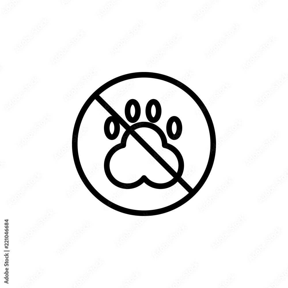 Poster prohibition of animals icon. element of prohibition sign for mobile concept and web apps icon. thin 