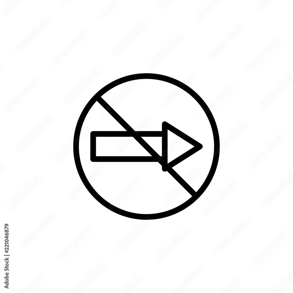 Poster prohibition of right direction icon. element of prohibition sign for mobile concept and web apps ico