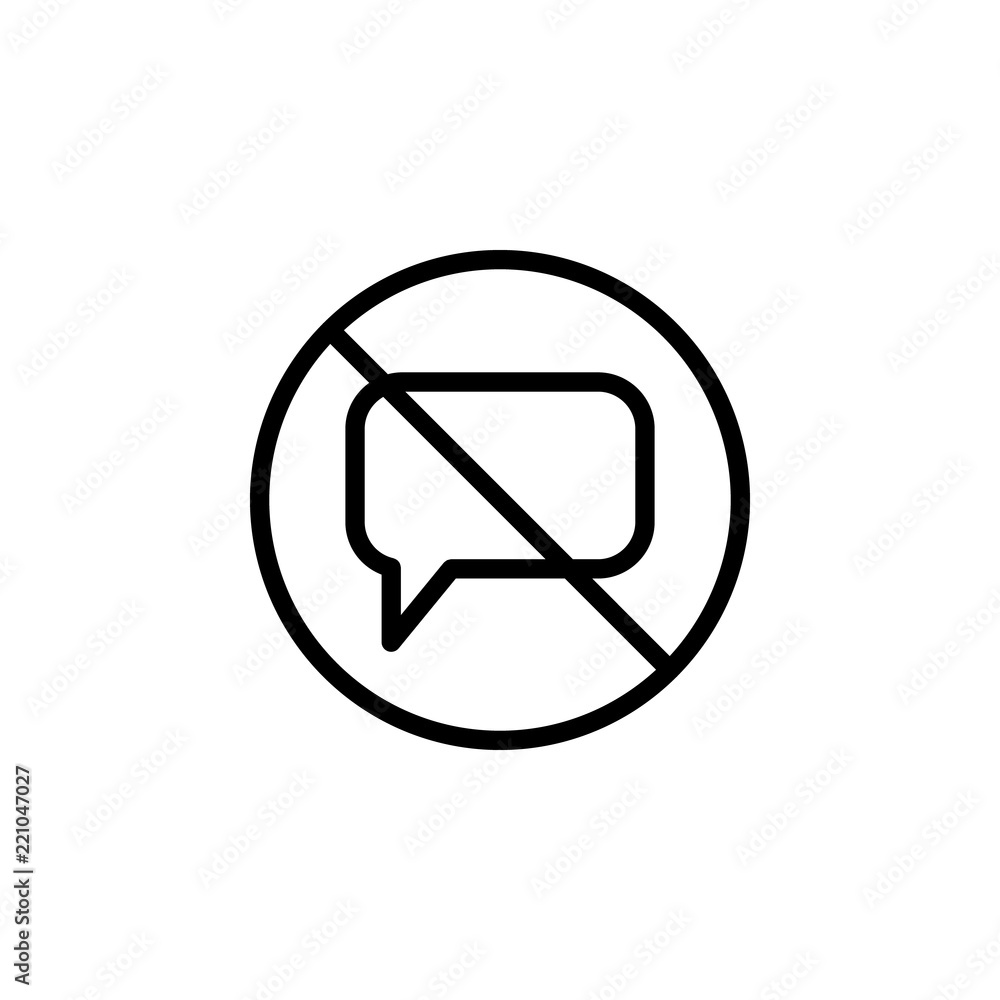 Poster ban on commenting icon. element of prohibition sign for mobile concept and web apps icon. thin line 