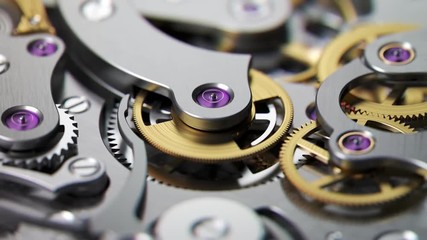 Luxury watch. Detailed, working mechanism closeup with stepwise animation. 4K HD