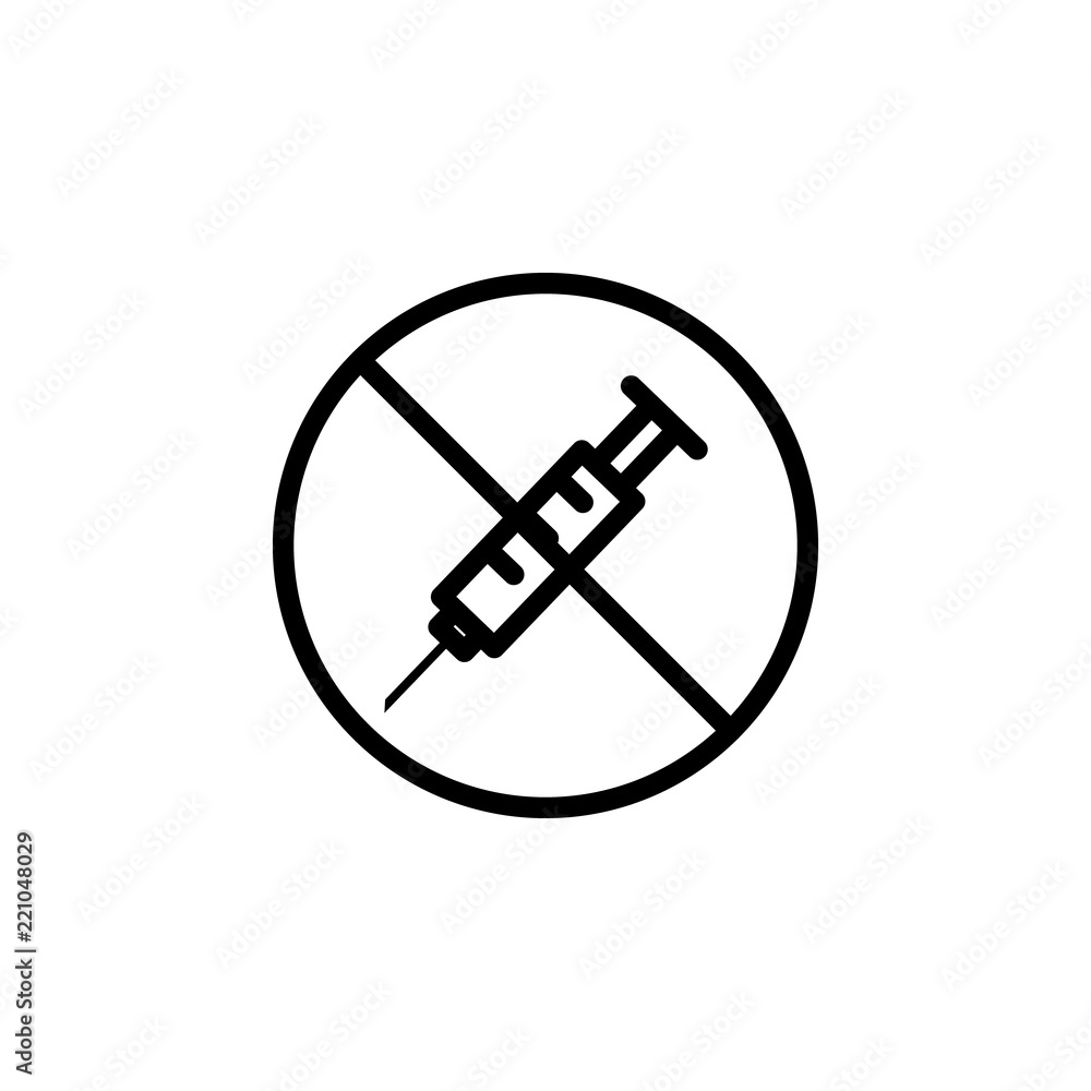 Poster prohibition of injection icon. element of prohibition sign for mobile concept and web apps icon. thi