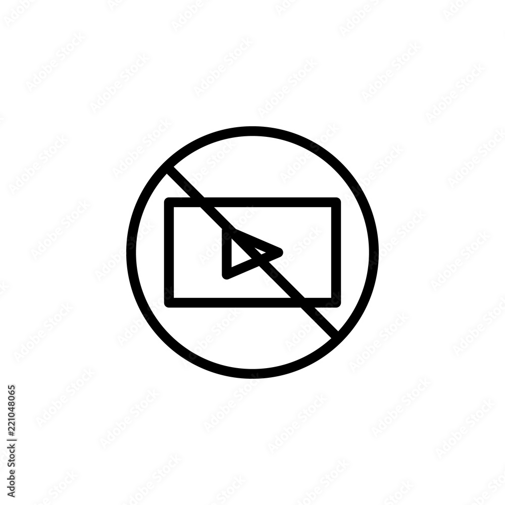 Aufkleber video ban icon. element of prohibition sign for mobile concept and web apps icon. thin line icon for