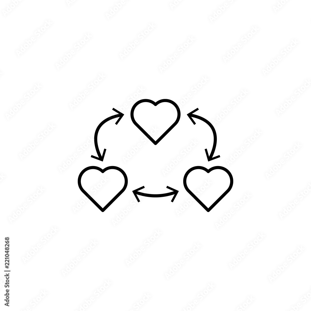 Poster love triangle icon. element of arrow and object icon for mobile concept and web apps. thin line love