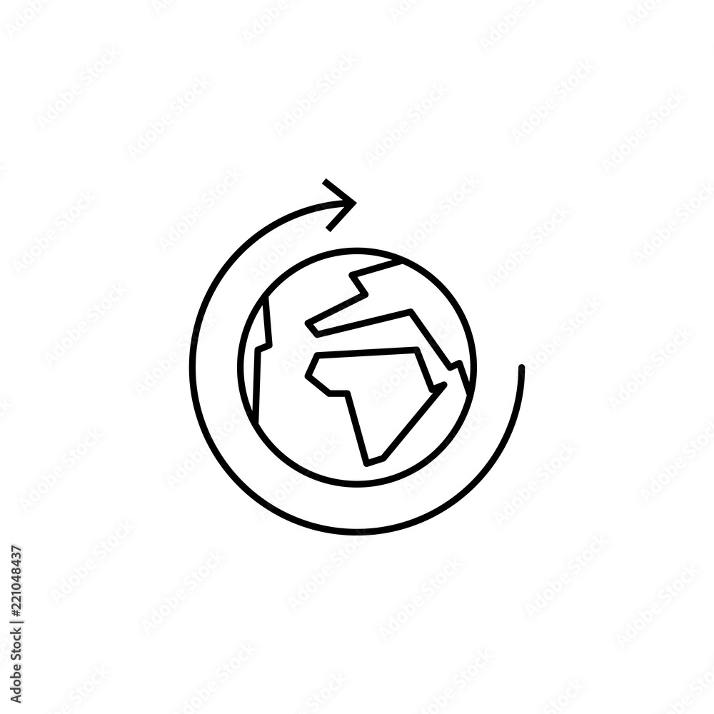Poster around earth world icon. element of arrow and object icon for mobile concept and web apps. thin line