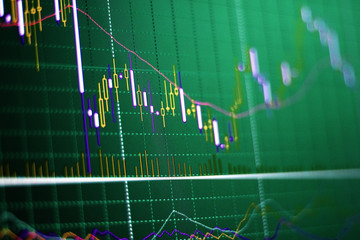 Candle stick graph chart of stock market investment trading.