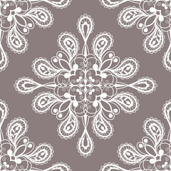 White floral lace seamless pattern. Vector Illustration