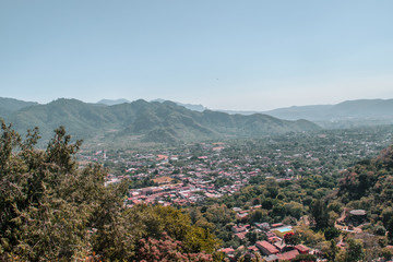 Panoramic view of the magic town of Malinalco at Mexico