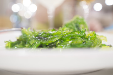 Wakame salad on plate