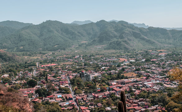 Panoramic view of the magic town of Malinalco at Mexico