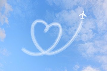 Obraz premium Heart-shaped on blue sky.