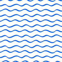 Cute waves seamless pattern, wather background, linear design, simple ornament, template, sketch for design - 221053626
