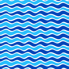 Cute waves seamless pattern, wather background, linear design, simple ornament, template, sketch for design - 221053635