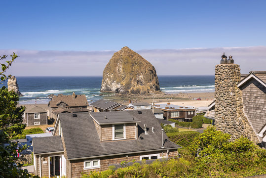 Canon Beach Rocks And Surf Oregon Coast.