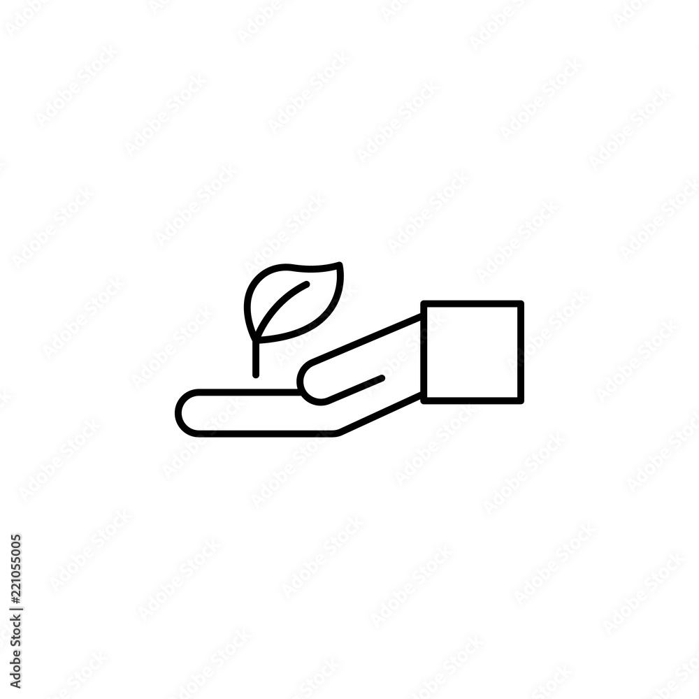 Poster plant in hand outline icon. element of ecology icon for mobile concept and web apps. thin line plant