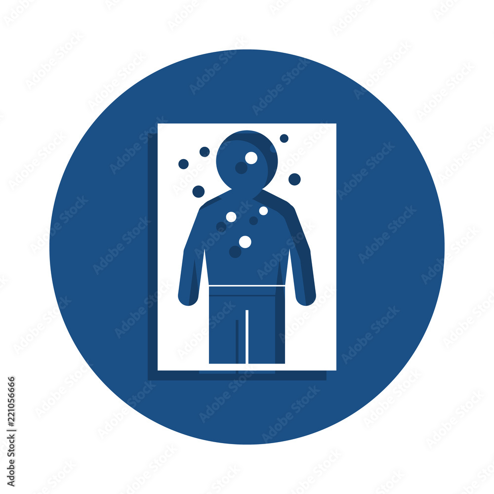 Poster target at the shooting range icon in badge style. one of police collection icon can be used for ui, 
