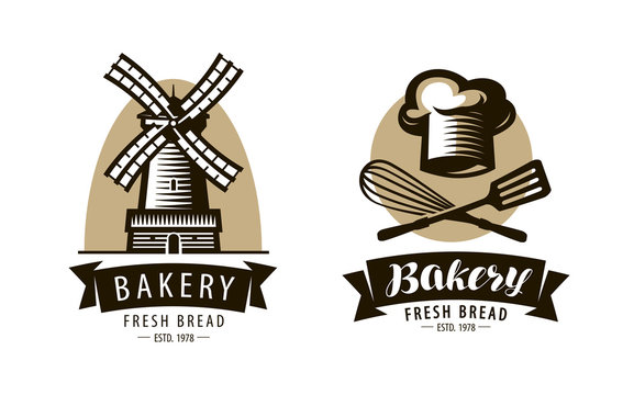 Bakery, bakeshop logo or label. Bakehouse, baking symbol. Vector illustration