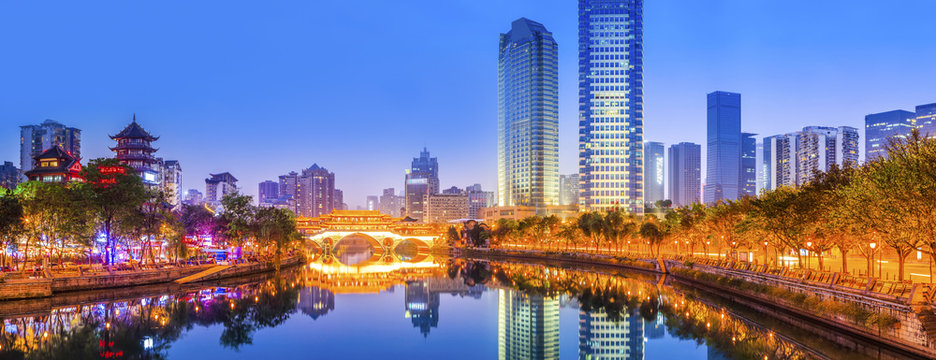 Urban architectural landscape of Jinjiang, Chengdu..