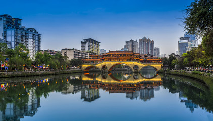 Obraz premium Urban architectural landscape of Jinjiang, Chengdu..