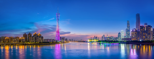 Fototapeta na wymiar Skyline of urban architectural landscape in Guangzhou..