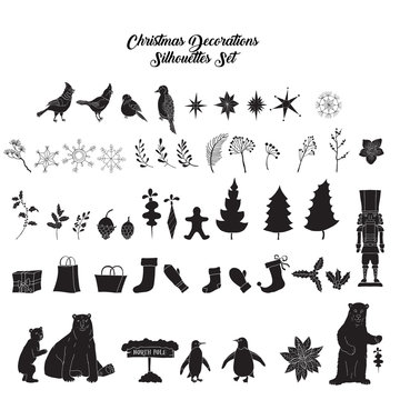 Christmas decoration silhouettes set 