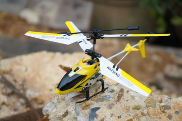 Mini Helicopter toy white background.