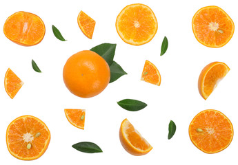Sliced of tangerine isolated on white, top view