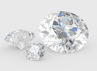 Diamond on white background , 3D illustration.