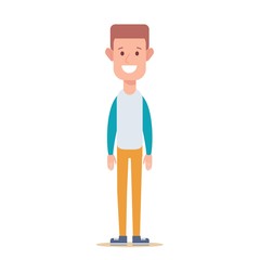 funny cartoon guy in casual clothes. Stock flat vector illustration.