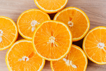 halves of ripe oranges