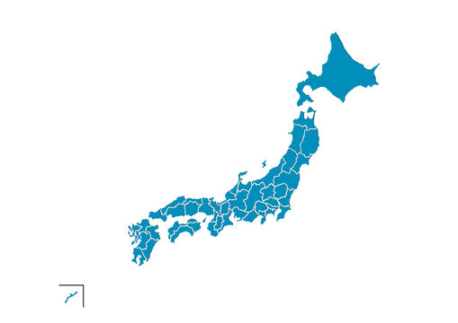 青色の日本地図