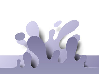 Purple splash water on white background, paper art/paper cutting style