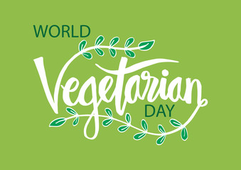 World vegan day Lettering.