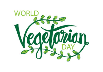 Obraz premium World vegan day Lettering.