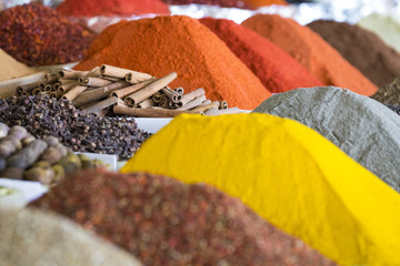 Traditional bazaar with spices in Tashkent, Uzbekistan.