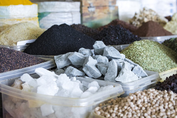 Traditional bazaar with spices in Tashkent, Uzbekistan.