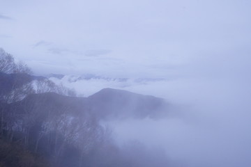 雲海にかすむ山