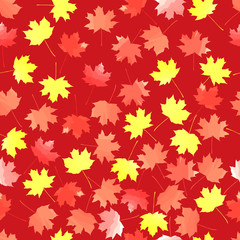 Naklejka na ściany i meble autumn leaves. vector seamless pattern. maple leaves. vector seamless pattern. autumn background. textile paint. repetitive background. fabric swatch. wrapping paper.