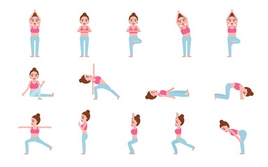 yoga postures, flat design