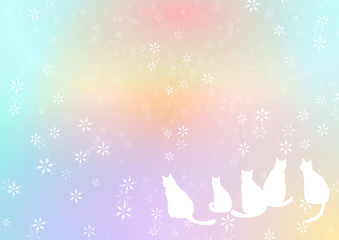 Obraz na płótnie Canvas Meow Crystal for Christmas 猫型の結晶の雪が降るのを猫が見ている