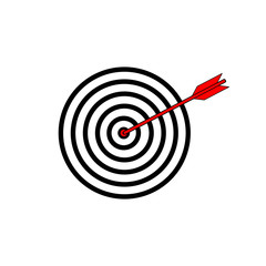 black aim, red arrow. concept of accurate hit, goal achievement, victory