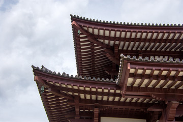 The ornate rooftop at a Japanese Temple
