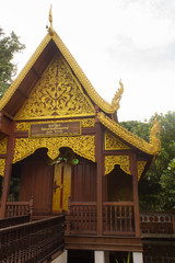 Fototapeta premium Thai teak wood chapel in temple