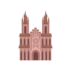 Fototapeta premium Catholic church cathedral, temple building vector Illustration on a white background