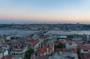 Fototapeta na wymiar View from above on Istanbul historic centre with red rooftops