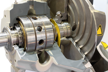 Fragment of the sealing system of the industrial pump.